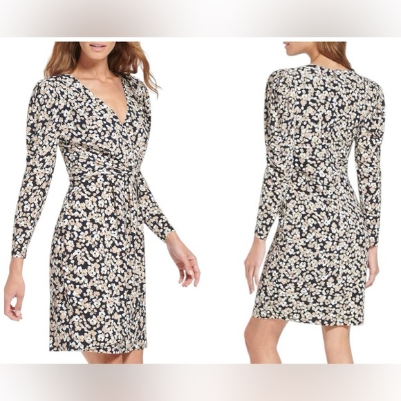 NWT Tommy Hilfiger Gathered Sheath Faux-Wrap Mini Dress Sz 10 - Picture 1 of 9